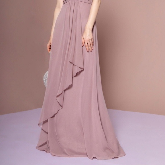 PROM PARTY EVENING FORMAL GOWN DRESS GLS2666 MAUVE - Picture 4 of 7